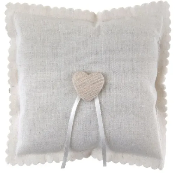 Badaboum Coussin D'Alliance En Coton Avec Coeur Blanc