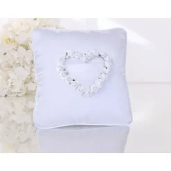 Badaboum Coussin Porte Alliance Avec Coeur En Raphia Blanc