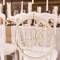 Badaboum D Coration Couronne De Chaise Mariage Mr & Mme En Bois 40 Cm