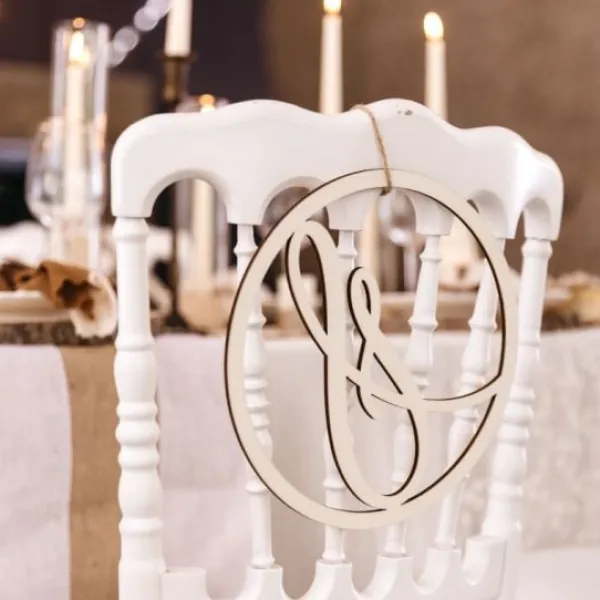 Badaboum D Coration Couronne De Chaise Mariage Mr & Mme En Bois 40 Cm