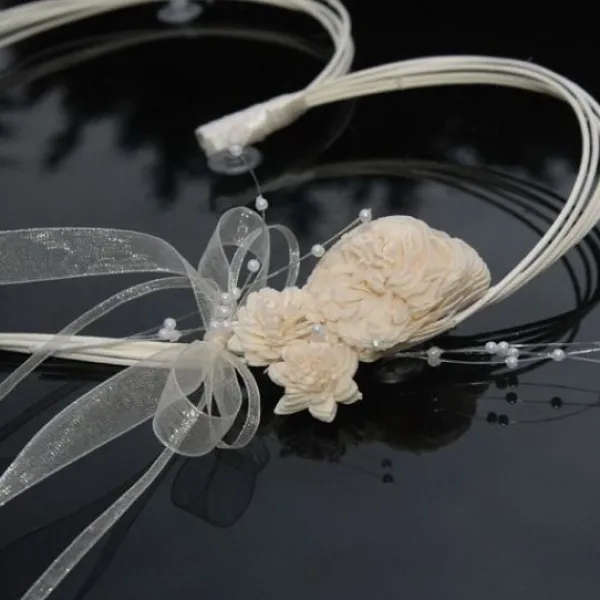 Badaboum D Coration De Voiture Mariage De 2 Coeurs Perl Ecru