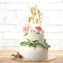 Badaboum Decoration De G Teau Topper Mr & Mrs Or 26 Cm