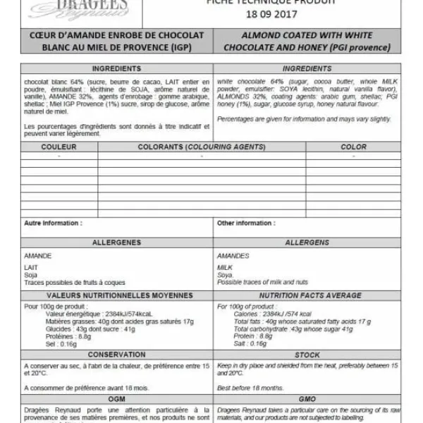 Badaboum Dragees Coeur D'Amande Miel X 500Gr