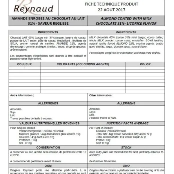 Badaboum Dragees Coeur D'Amande Reglisse X 500Gr