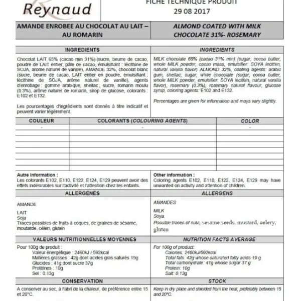 Badaboum Dragees Coeur D'Amande Romarin X 500Gr