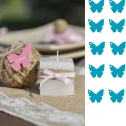 Badaboum Etiquette Marque Place Papillon Turquoise X10 Pi Ces