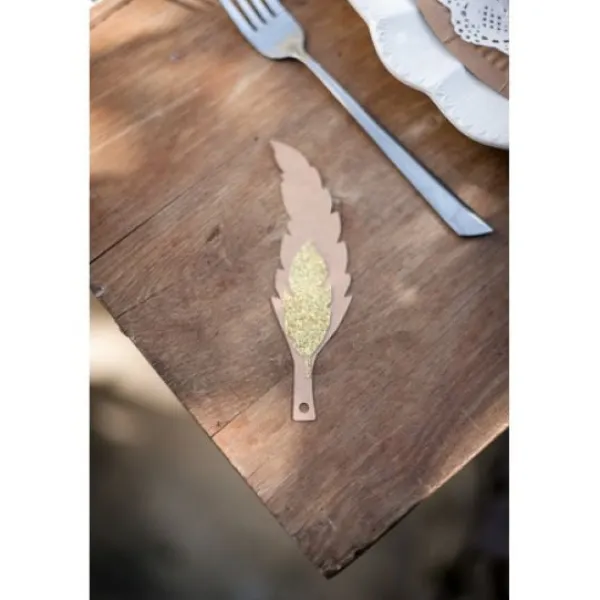Badaboum Etiquette Plume Boho Kraft X 10 Pi Ces