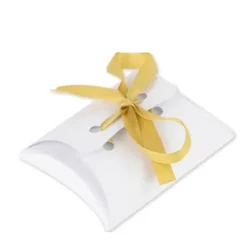 Badaboum Etui A Dragees Blanc Avec Ruban Satin Or X 10