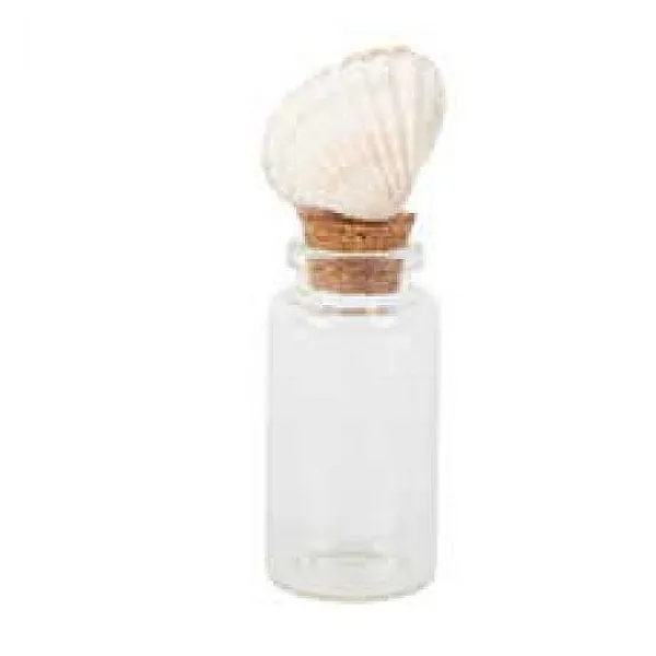 Badaboum Fiole En Verre Avec Coquillage Blanc Sale