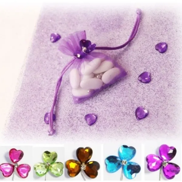 Badaboum Fleur Tige Avec Coeur Cristal X 6 Pi Ces
