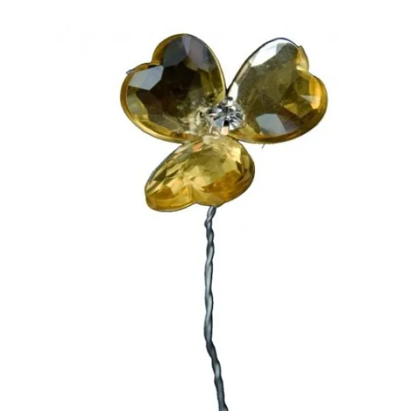 Badaboum Fleur Tige Avec Coeur Cristal X 6 Pi Ces