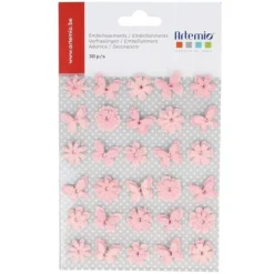 Badaboum Fleurs Et Papillons En Papier Rose X 30