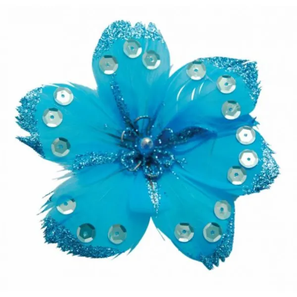 Badaboum Fleurs Plumes Avec Paillettes Sur Pince X 4 Pi Ces Outlet