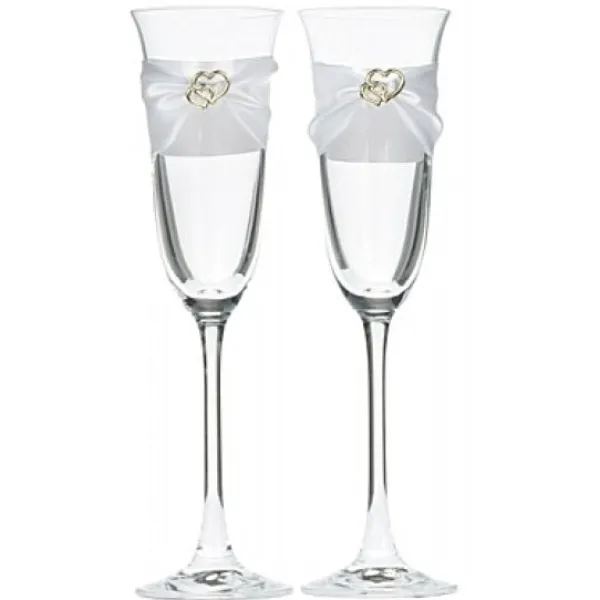 Badaboum Flute A Champagne Mariage Double Coeurs Dor S X 2 Pi Ces