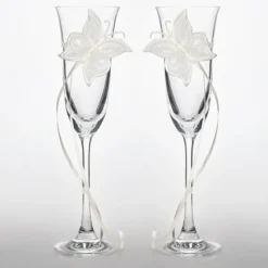 Badaboum Flute A Champagne Mariage Papillon X 2 Pi Ces