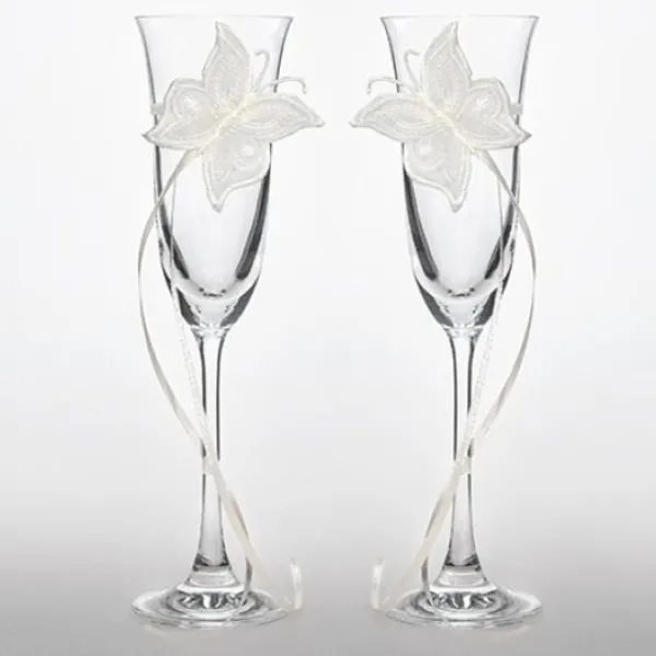 Badaboum Flute A Champagne Mariage Papillon X 2 Pi Ces