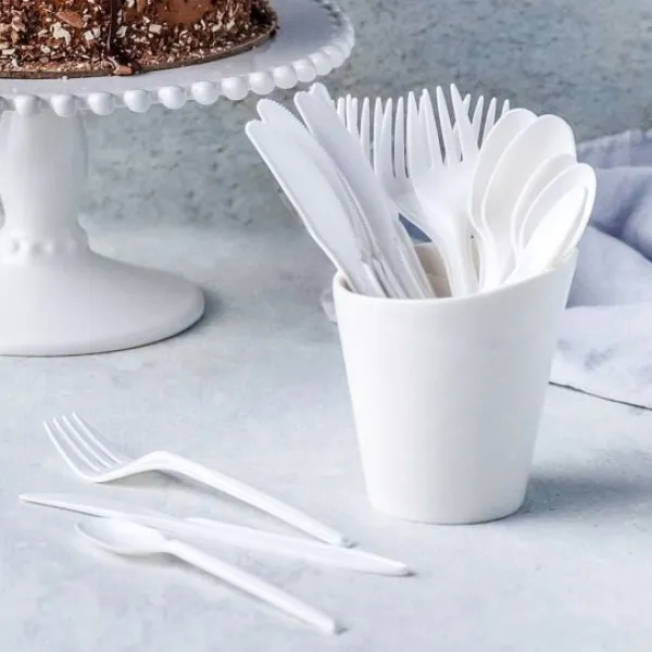 Clearance Fourchettes Plastique R Utilisable Blanc X 100 Pi Ces Theme Eco-Responsable