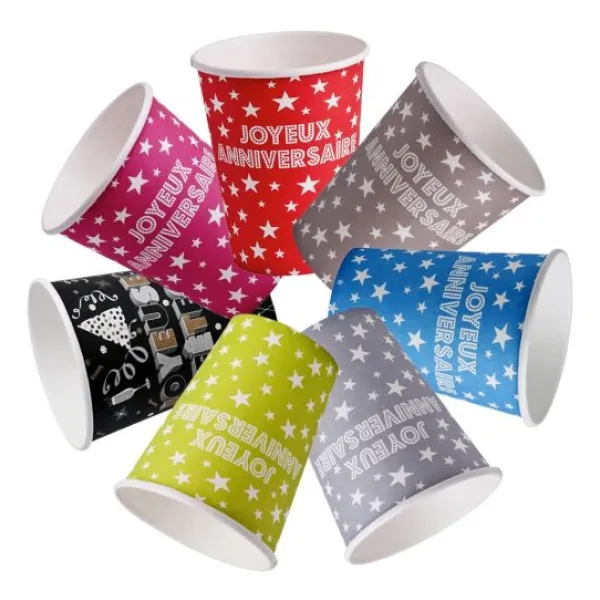 Sale Gobelet Carton Joyeux Anniversaire Fuchsia X 10 Pi Ces Theme Joyeux Anniversaire
