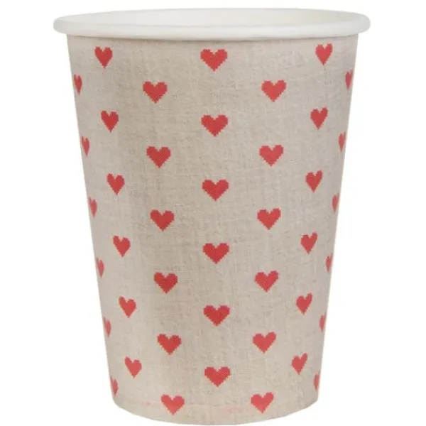Badaboum Gobelet En Carton Avec Coeur Rouge X 10 Pi Ces