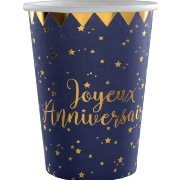 Gobelet En Carton Joyeux Anniversaire Bleu Marine X 10 Pi Ces Theme Joyeux Anniversaire