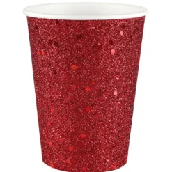 Badaboum Gobelet En Carton Paillet Rouge X 10 Pi Ces