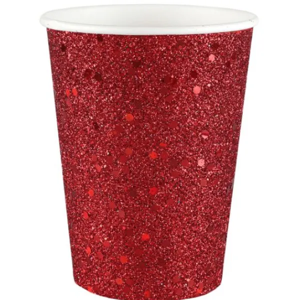 Badaboum Gobelet En Carton Paillet Rouge X 10 Pi Ces