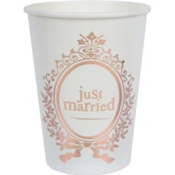 Badaboum Gobelet En Carton Rose Gold Just Married X 10 Pi Ces
