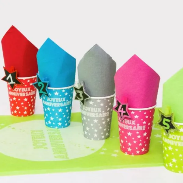 Discount Gobelet Jetable En Carton Joyeux Anniversaire Turquoise X 10 Pi Ces Theme Joyeux Anniversaire