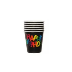 Outlet Gobelets 20 Cl Happy Birthday Noir X6Pcs Theme Joyeux Anniversaire