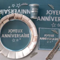 Best Gobelets En Carton Joyeux Anniversaire Bleu Canard 27 Cl X10 Pi Ces Theme Joyeux Anniversaire