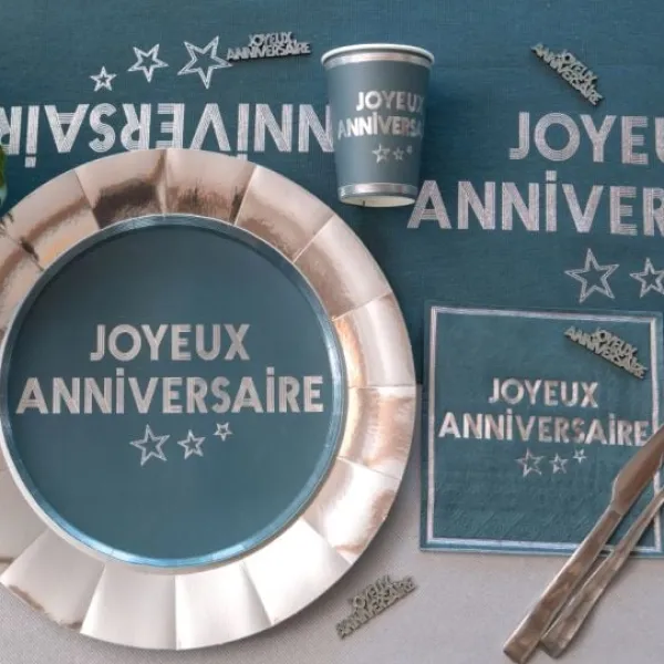 Best Gobelets En Carton Joyeux Anniversaire Bleu Canard 27 Cl X10 Pi Ces Theme Joyeux Anniversaire