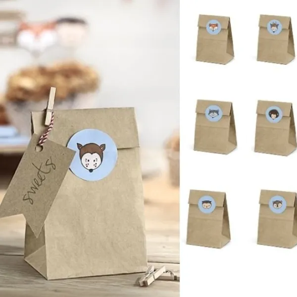 Badaboum Grand Sac Cadeau Kraft Woodland X 6 Pi Ces