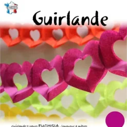 Badaboum Guirlande En Papier Avec Coeur Fuchsia