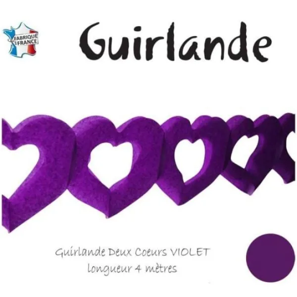 Badaboum Guirlande En Papier Avec Coeur Violet