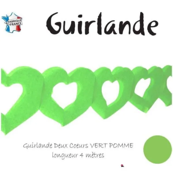 Badaboum Guirlande En Papier Avec Coeur Vert Anis