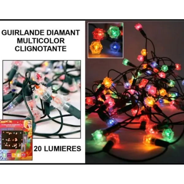 Badaboum Guirlande Lumineuse 20 Lampes Diamant Multicolores Hot