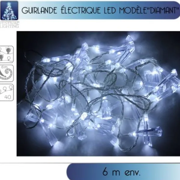 Badaboum Guirlande Lumineuse 40 Led Blanche Avec Diamant Hot