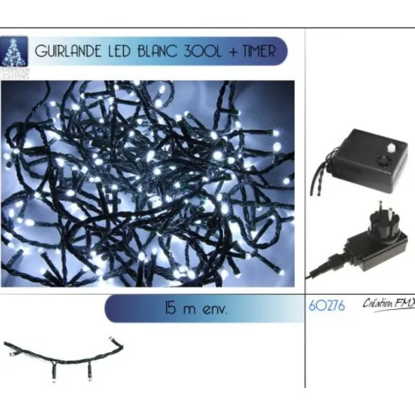 Badaboum Guirlande Lumineuse 300 Led Blanc Froid Avec Timer Sale
