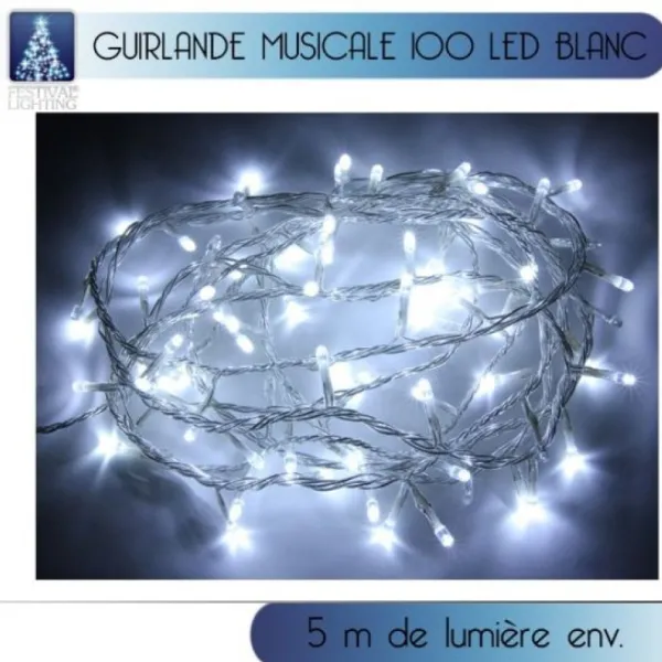Badaboum Guirlande Lumineuse Musicale 100 Led Blanc Froid Hot