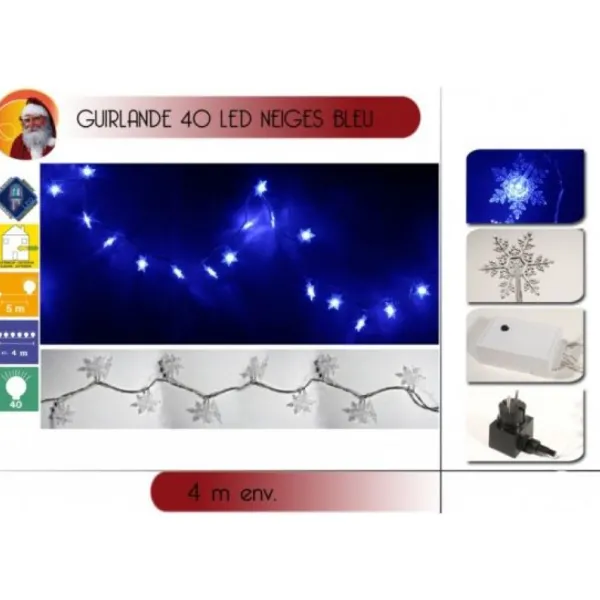 Badaboum Guirlande Lumineuse Noel Flocon De Neige 40 Led Hot