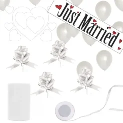 Badaboum Kit Decoration Mariage G Ant Just Married Blanc