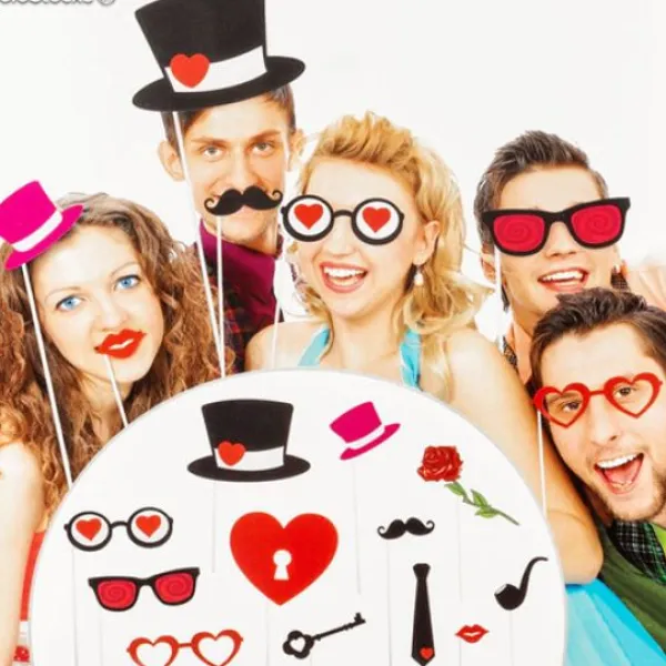 Badaboum Kit Photobooth Mariage Theme Coeur X 12 Pi Ces