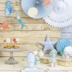 Clearance Lanterne Toile Bleu Pastel 60Cm Theme Deco Pastel