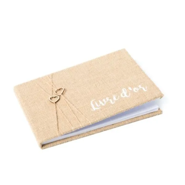 New Livre D'Or Jute Coeur Bois Et Ficelle Theme Jute