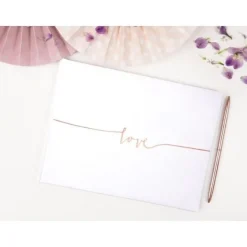 Badaboum Livre D'Or Mariage Blanc Love Rose Gold