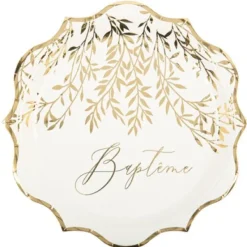 Lot De 8 Assiettes Carton Bapt Me Theme Bapteme