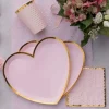 Badaboum Lot De 10 Assiettes Carton Forme Coeur Rose