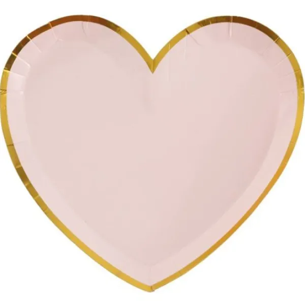 Badaboum Lot De 10 Assiettes Carton Forme Coeur Rose