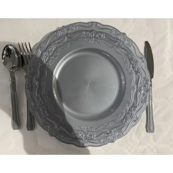 Clearance Lot De 30 Assiettes Plastique R Utilisables Manhattan Grises Theme Eco-Responsable