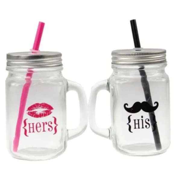Badaboum Lot De 2 Bocaux En Verre Mr Mrs